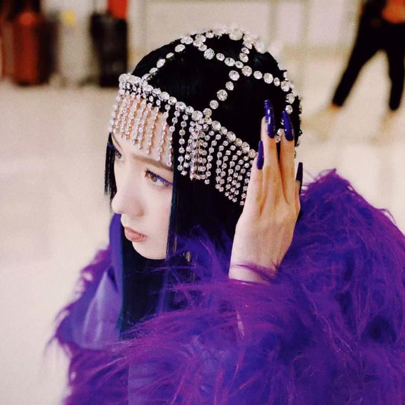

Handmade Crystal Tassel Headpiece Jewelry Head Flapper Cap Hat Hair Accessories for Women Bling Rhinestone Head Chain Headband