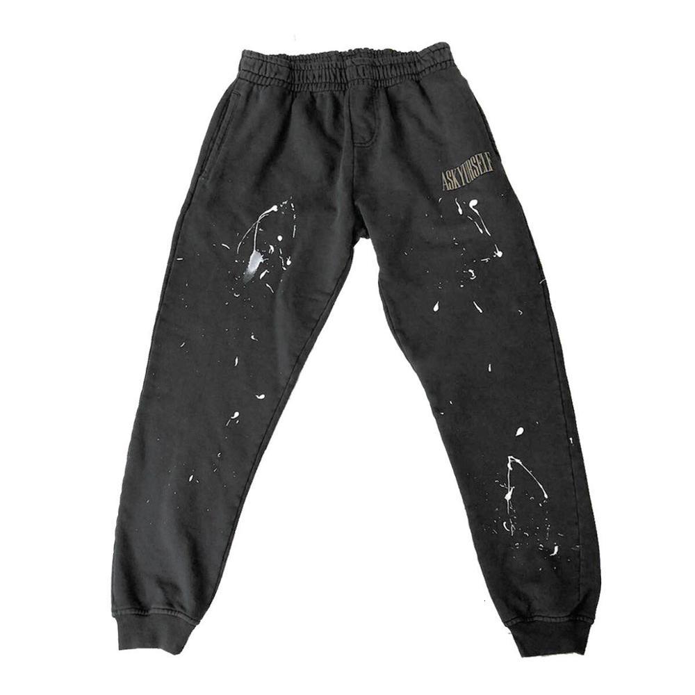 

2021 20ss New Top Hip-hop V7 Manual Splash Ink Vintage Men Women Sweatpants Jogger Drawstring Pants 13z3