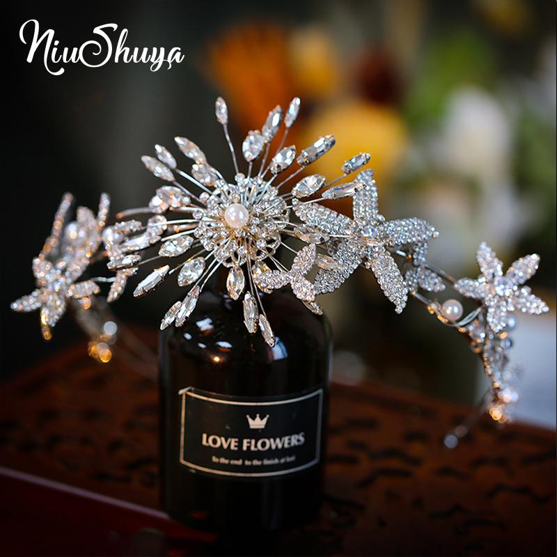 

Hair Clips & Barrettes NiuShuya Luxury Rhinestone Flowers Bridal Headwear Wedding Brighter Headband Tiaras Crown Accessories