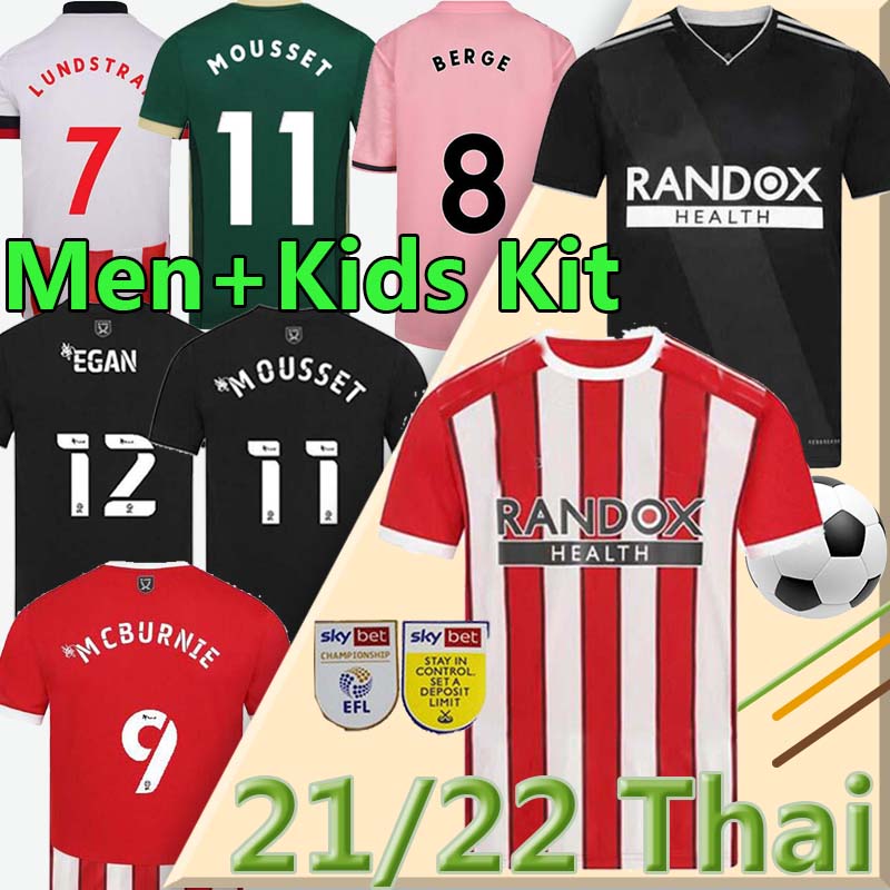 

Thai 21/22 The Blades SUFC Soccer Jerseys berge MOUSSET McBURNIE 2021 2022 Sheffield LUNDSTRAM FLECK United Men Adult kids kits Football Shirt uniform, 20-21 third kids