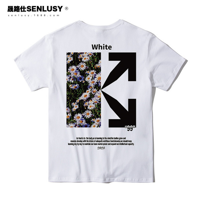 

Men's Tshirts Inschao Brand Off Daisy Star Co Flower Arrow Men and Women Same Style Half Short Sleeve T-shirt White