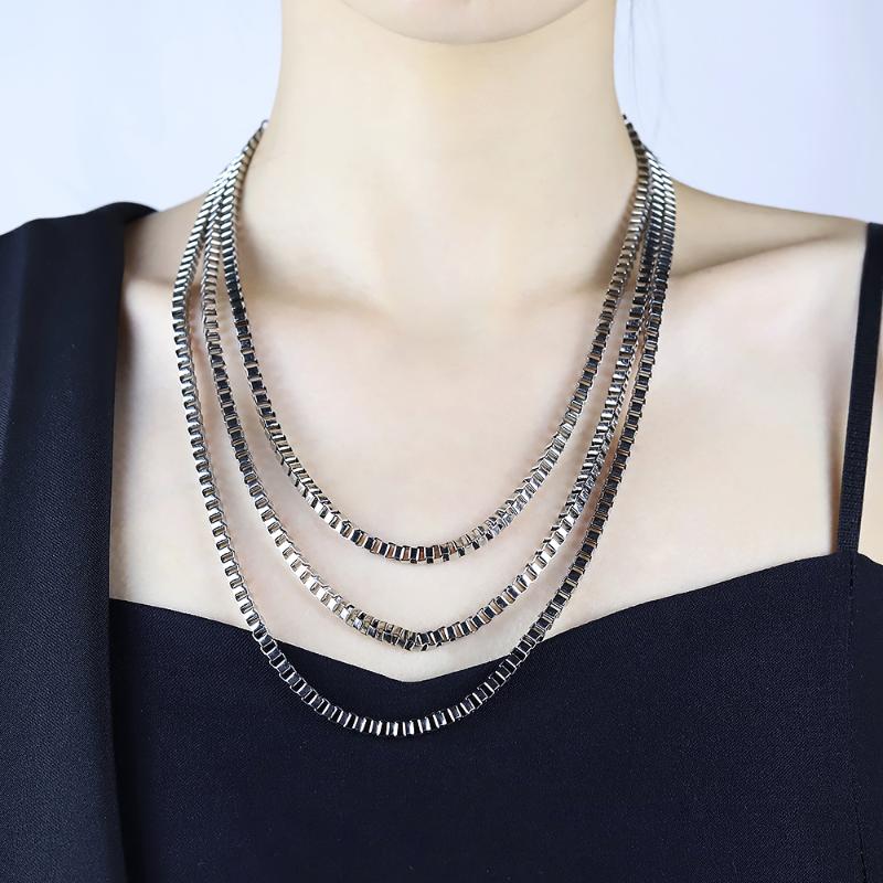

Chains Selling Hip-Hop Stainless Steel Necklace DIY Accessories Square Punk Chain Fashion Men And Women Jewelry Gift, Silver