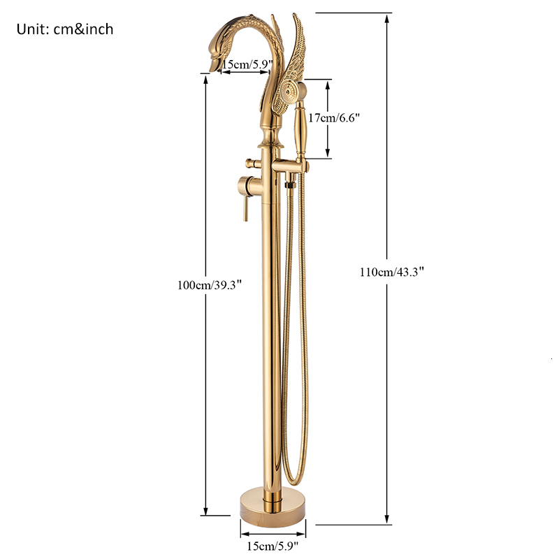 

Other Faucets, Showers & Accs Gold Swan Floor Mount Bathtub Standing Bathroom Crane Black Chrome Bath Shower Mixer Tap M6ax