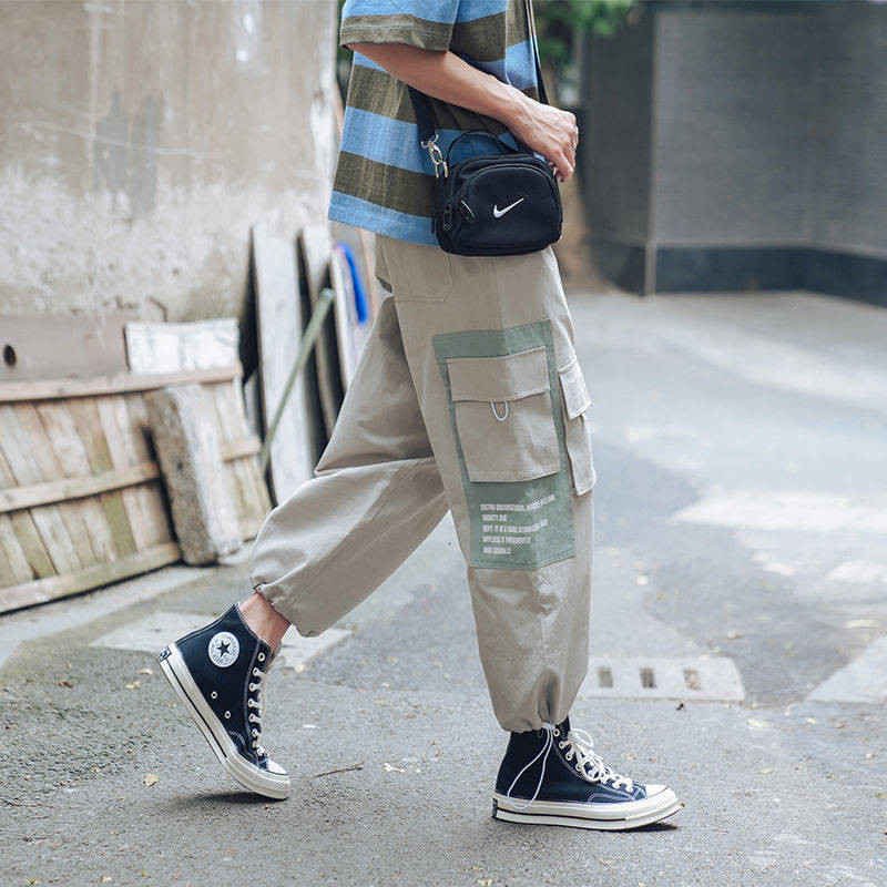 

2021 New Legal Hip Hop Joggers Preto Harem De Carga Multi-bolso Fitas Homem Moletom Streetwear Casual Outono Cinza Dos Homens Calas 2b85