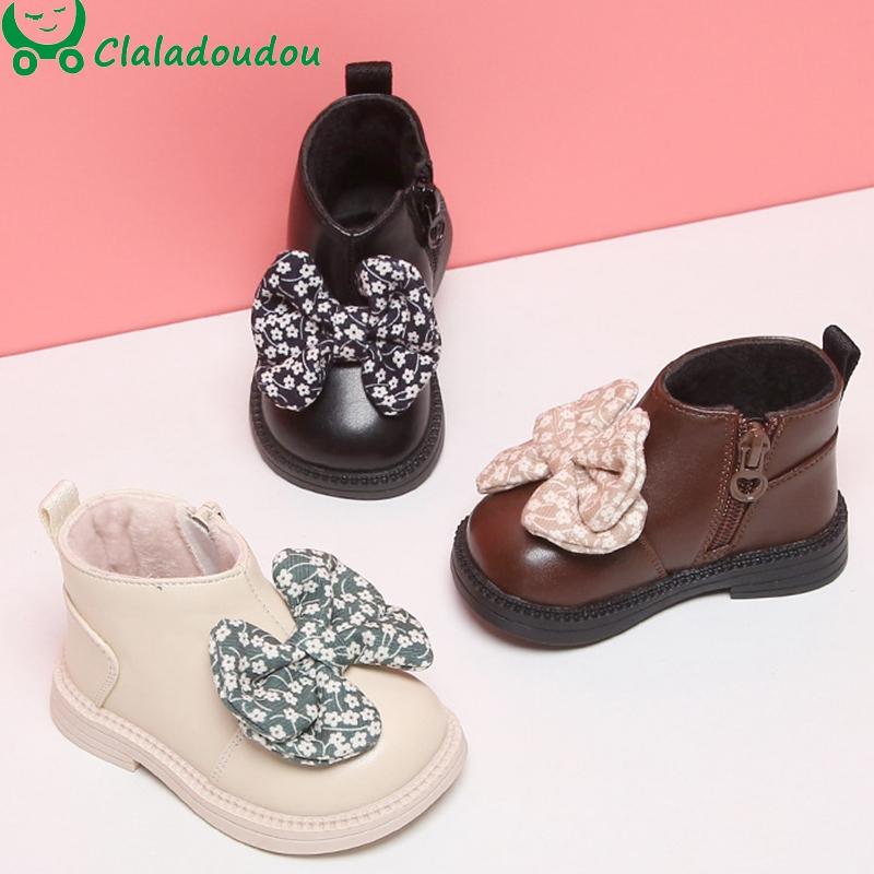 

Boots 12-15.5cm Baby Girls Winter Fashion With Cute Bowtie-knot,Solid Black Beige Brown Toddler Princess Ankle Velvet, Black;grey