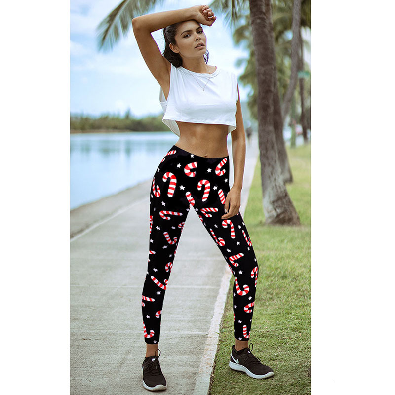 

2021 New Autumn Winter Home Casual Christmas Print Woman Elasticity Joggers Women Trousers Femme Pantalon Whii, Black1