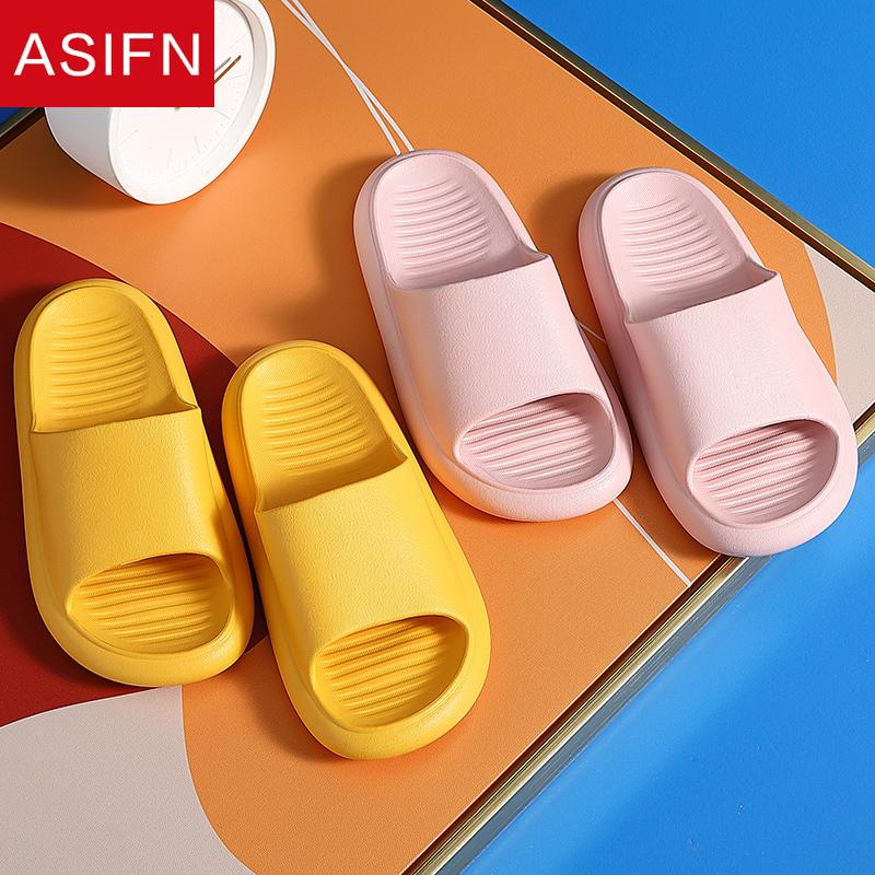 

ASIFN Women Slippers Ladies Home Indoor Summer Slides Soft Bottoms Non-slip EVA Comfortable Simple Platform Flat Men Shoes, Green