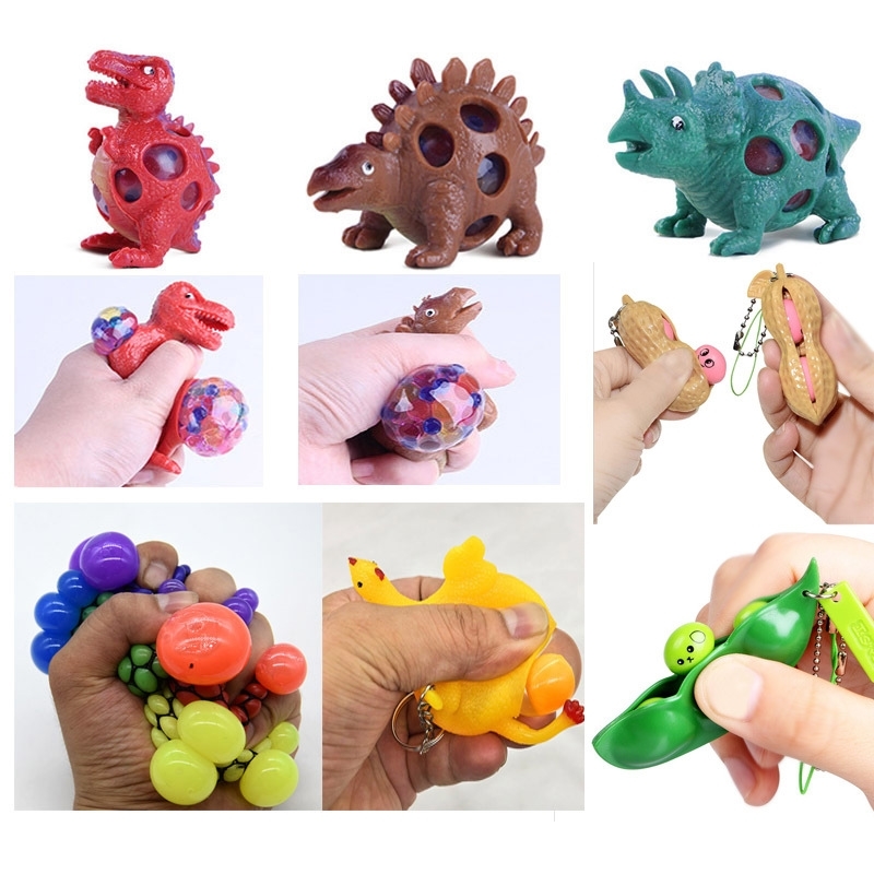 

New luminous TPR dinosaur vent grape ball fruit kneading music squeeze layer creative decompression toy