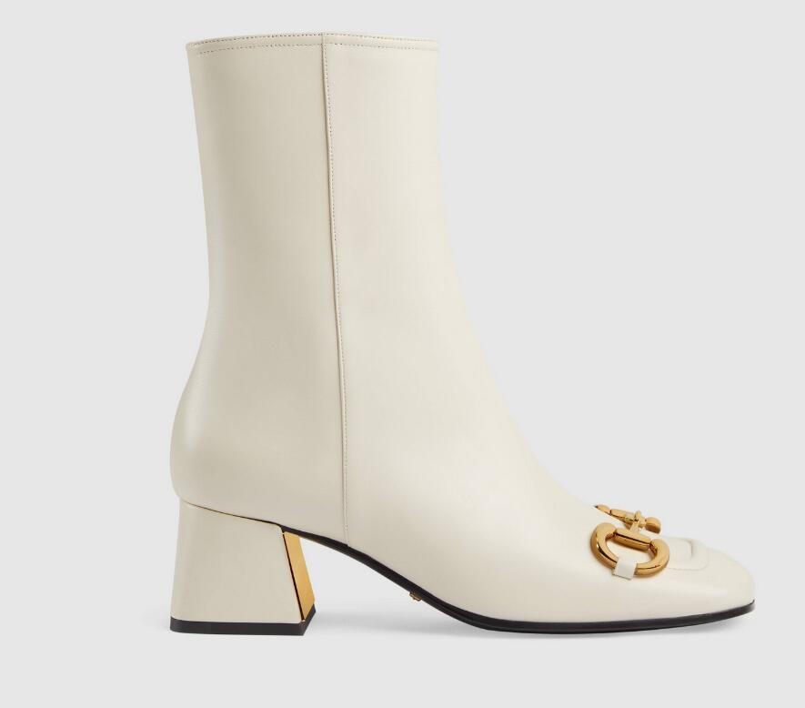 

Luxury Designer New Women Horsebit Ankle Boots A1 Leather Zipper Tassel Double G Mid Heel Boot Fashion Comfortable Casual Walking party Size 35-40