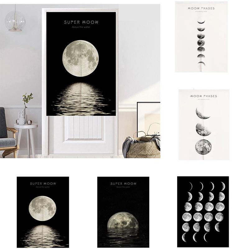 

Geometric Black White Moon Partition Door Curtain Bedroom Decoration Half Panel Curtain Home Decoration Geomantic