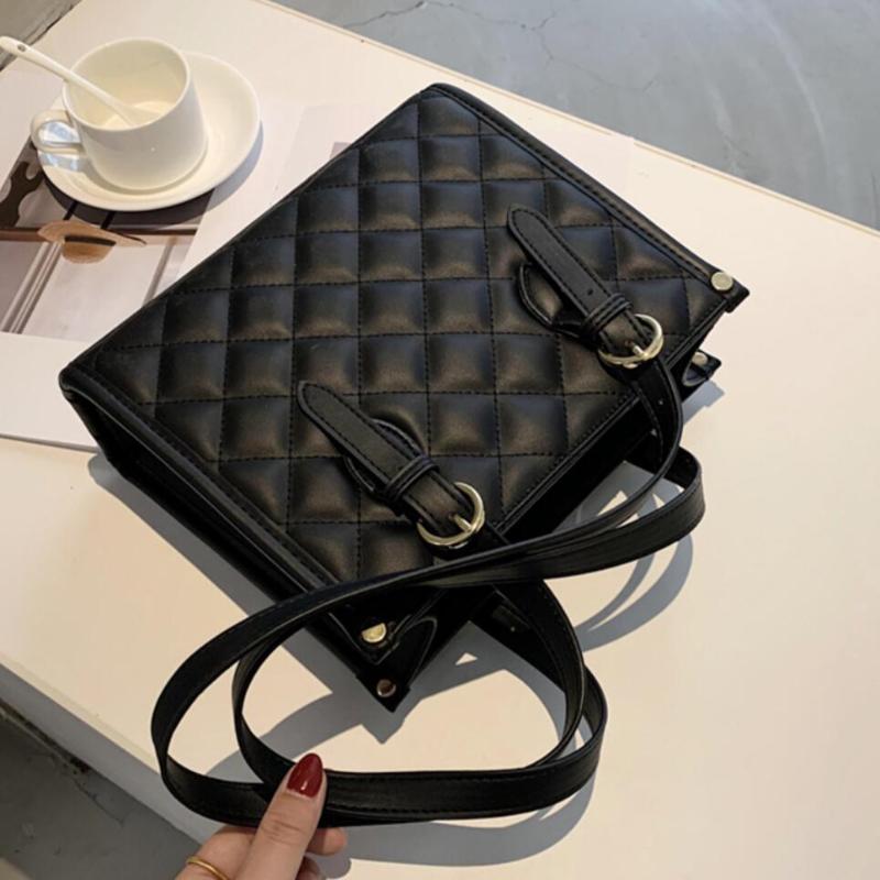 

Elegant Female Lattice Tote bag 2021 Fashion New High quality PU Leather Women's Designer Handbag Vintage Large Shoulder bag, Black