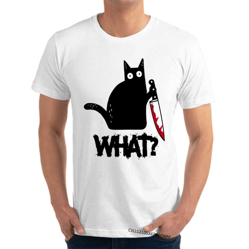 

Funny Cat Men T Shirts With Knife Hallow Pew Retro ops Pure Cotton Printed ee Custom 210629, B-5