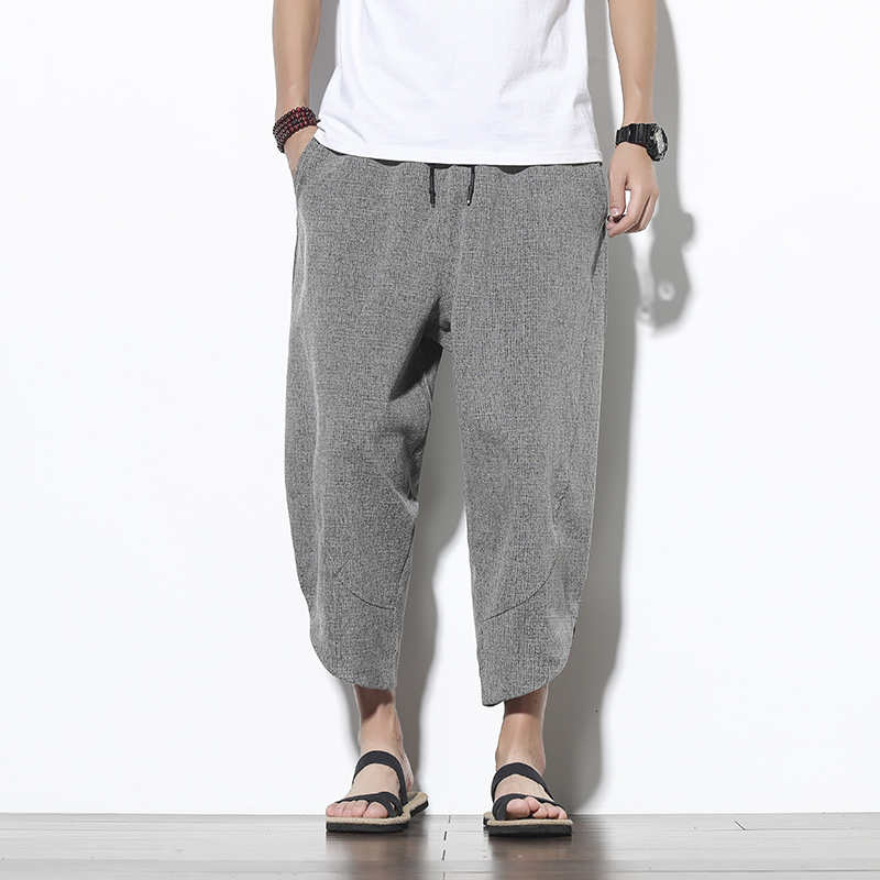 

New Breathable Summer Harem Mens 2021 Vintage Solid Trousers Male Oversized Ankle-length Men Pants Clothes Dropshipping Phqq A44k, Green