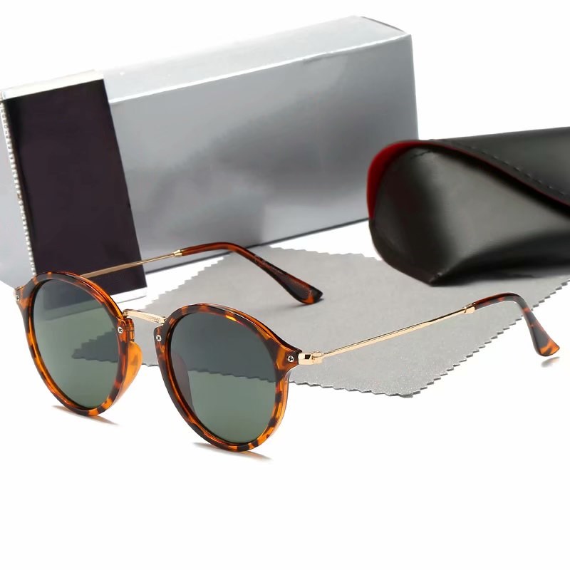 

2021 Retro Round Sunglasses Mirror Gradient G15 Glass Lens Round Metal Sun glasses oculos vintage UVB2447, White;black