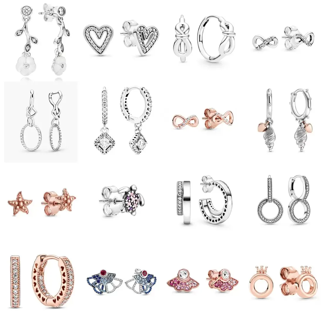 

Designer Jewelry 925 Silver Earring heart Ear Studs fit Pandora rose gold star love Ear Studs love Earrings European Style Murano, Golden;silver