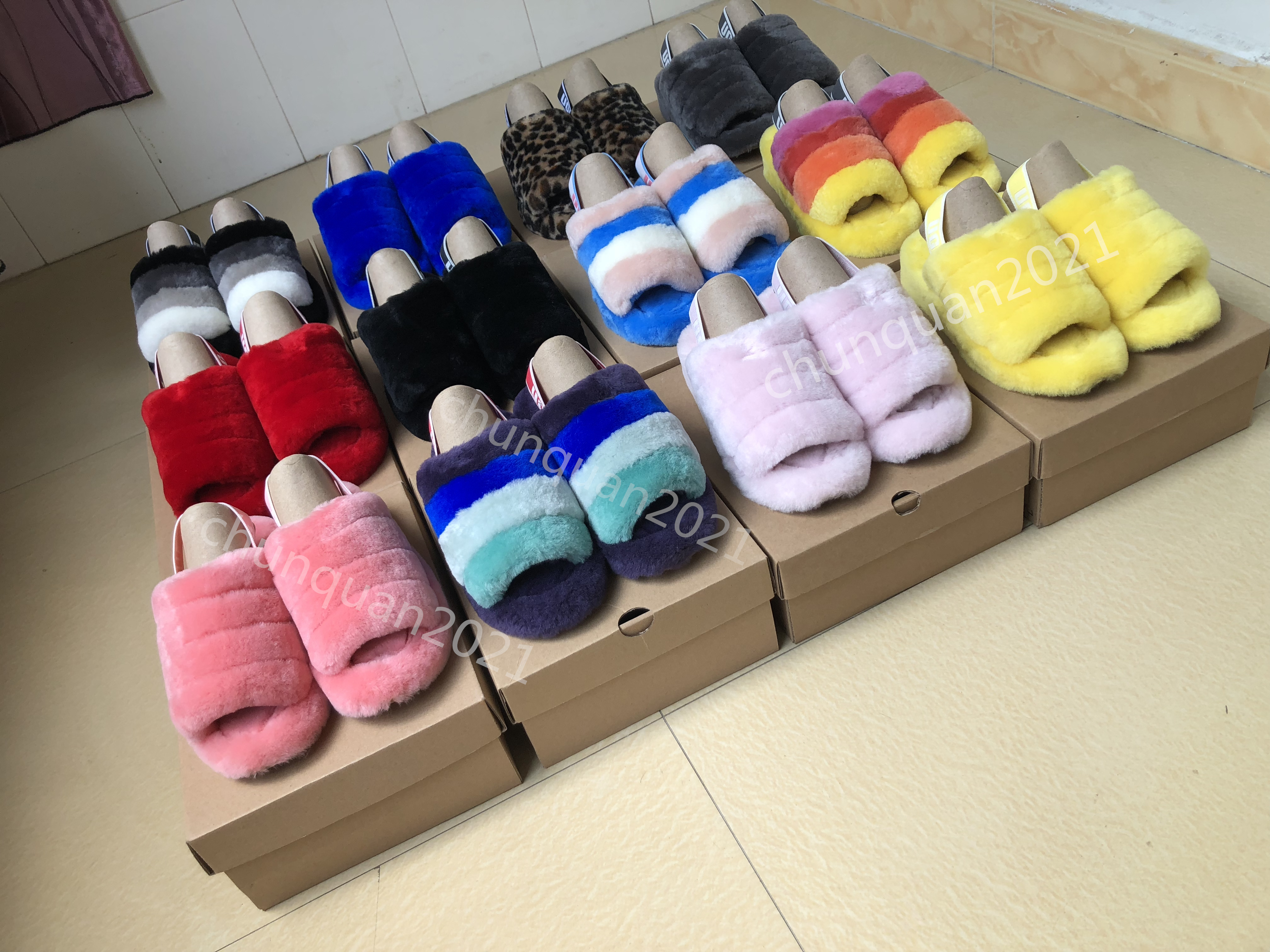 

Summer Beach Sandals Indoor Slippers Women Furry Slipper Pantoufle Lady Party Women Fur Slides Flip Flops Party Prom Slipper Pantoufles, Black