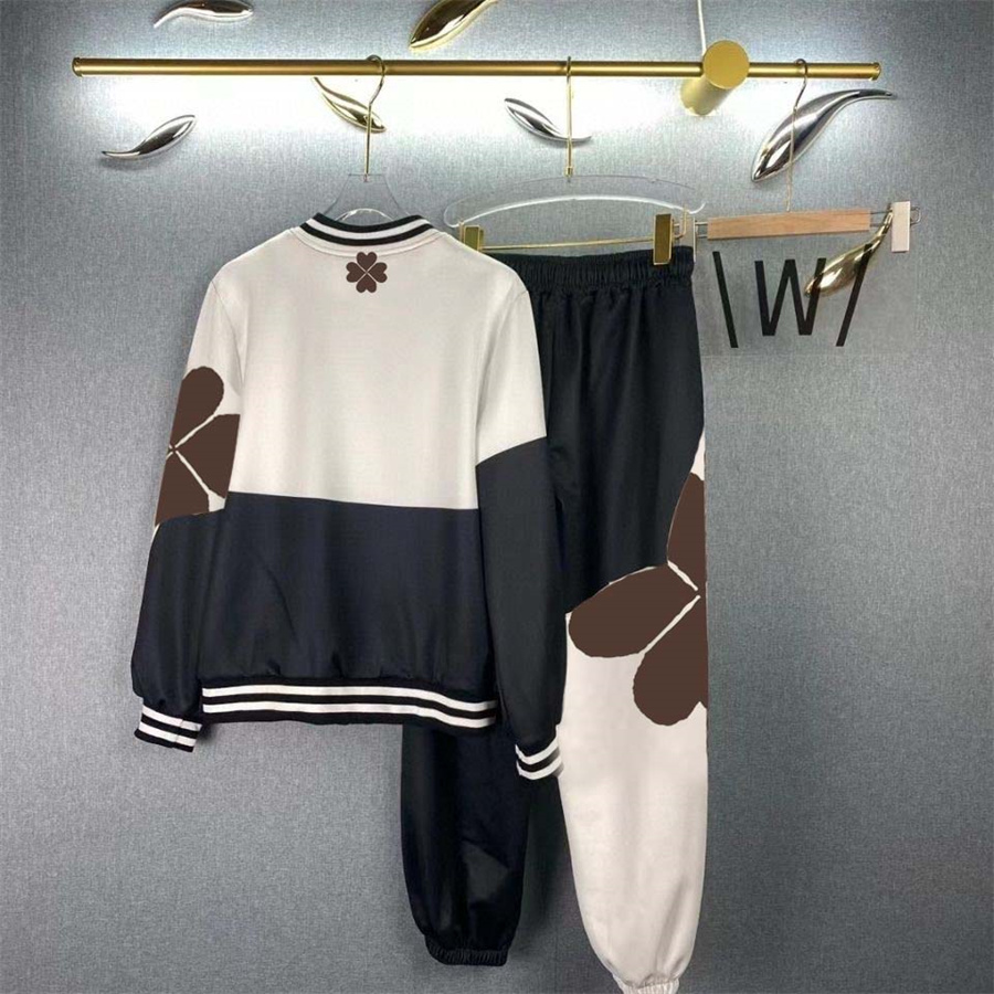 

Women's Two Piece Pants Cotton Sport Suit Big Flower Print Long Sleeve Zipper Cardigan Coat Tracksuits Set, Extra shipping cost