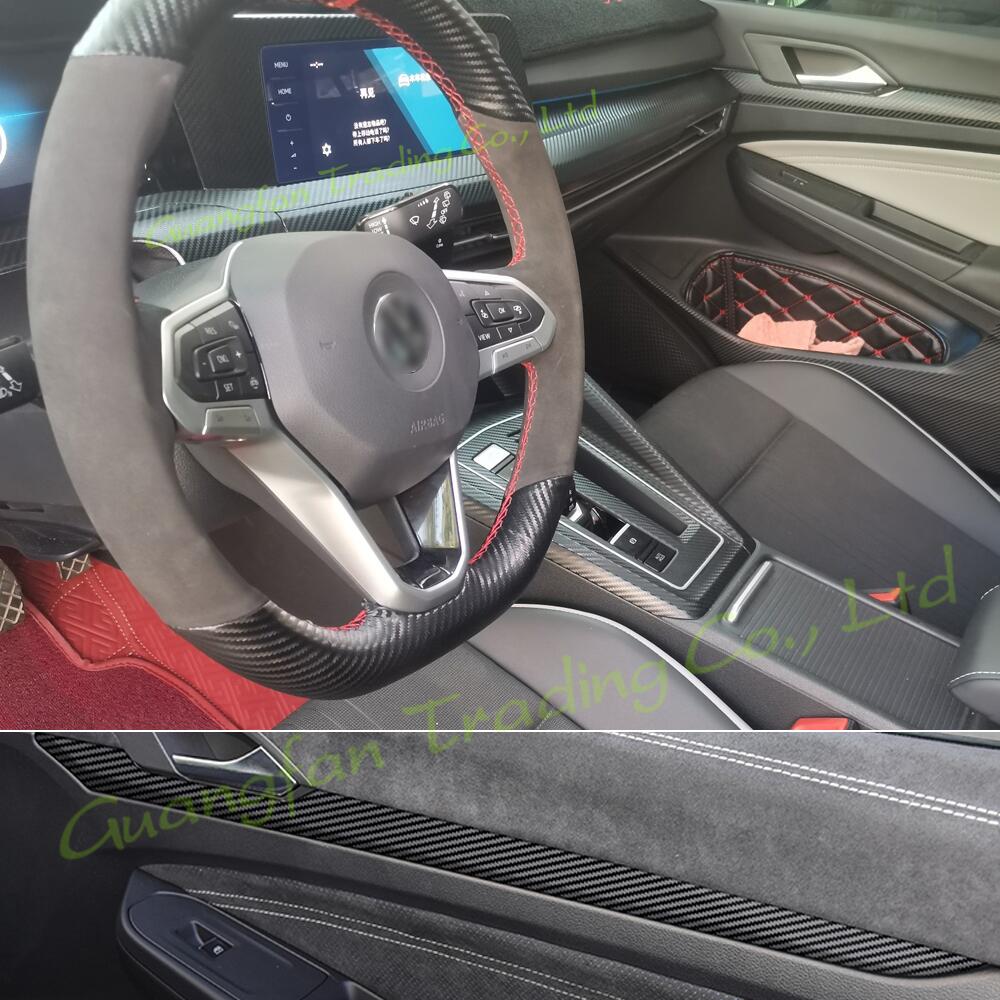 Interior Central Control Panel Door Handle 3D 5D Carbon Fiber Stickers Decals Car Cover Parts Products Accessories For Volkswagen VW Golf 8 MK8 2-image-744800921