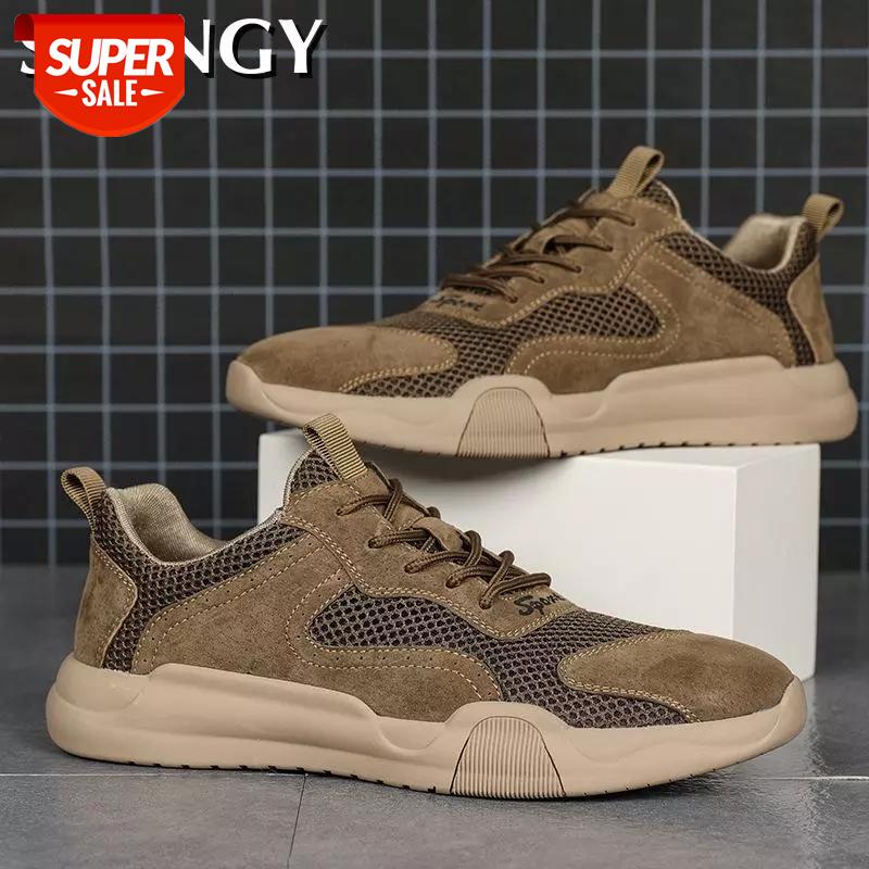 

Men Sneakers Genuine Leather Sport Shoes Breathable Causal Shoes Summer New Fashion Lace Up Sneakers Non Slip Male Footwear #xZ80