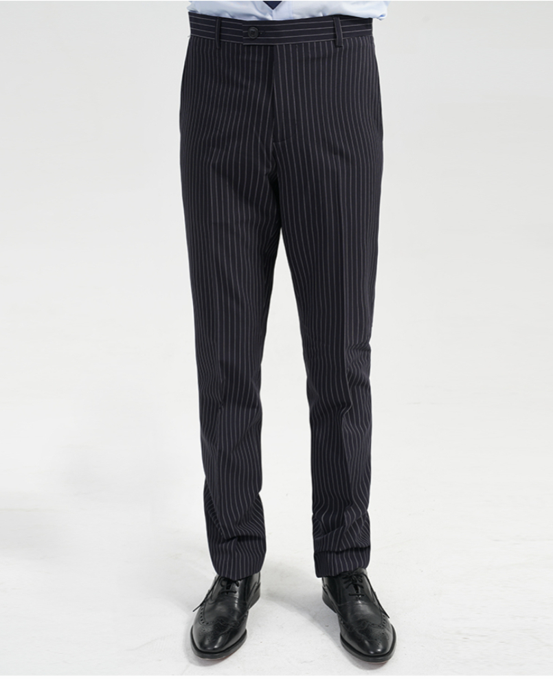 

New Year's Slim Drape Bottoms Men's Fashion Striped Trousers Boutique Business Casual Stretch Pants SU0101, Black