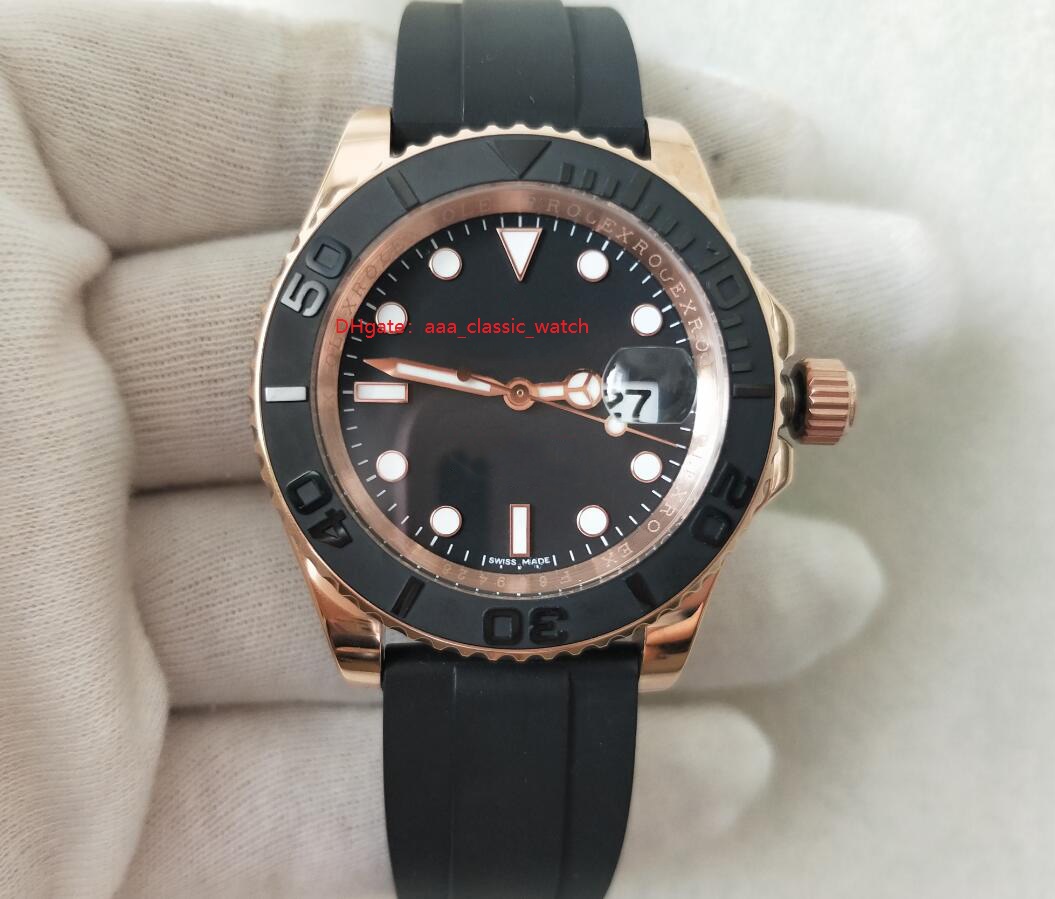 

Top High Quality Wristwatches 40mm Black Dial 116655 Rose Gold Sapphire Rubber Bands bracelet Automatic Mens Watch Watches