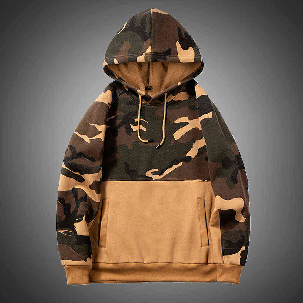 

Mens Autumn Hoodies Thick Fleece Camo Hoodies Men Military Sweatshirt Camouflage Slim Fit Hooded Long Sleeve Shirt Fashion Tops 210603, Wy42 black