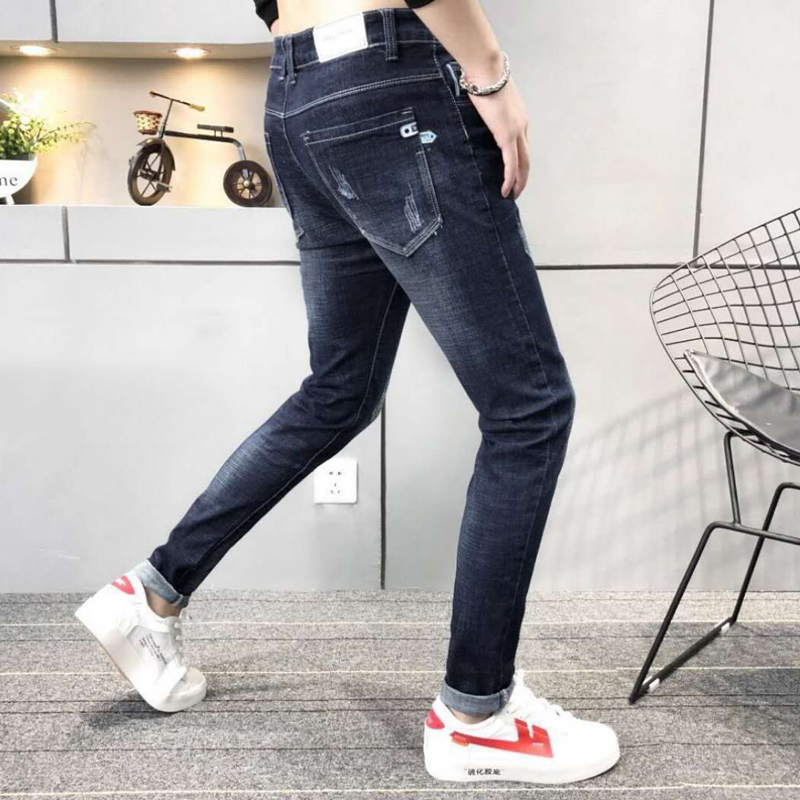 

2021 New Men's High Waist Stretch Straight Brand Blue Black Classic Long Clothing Denim 6qd9
