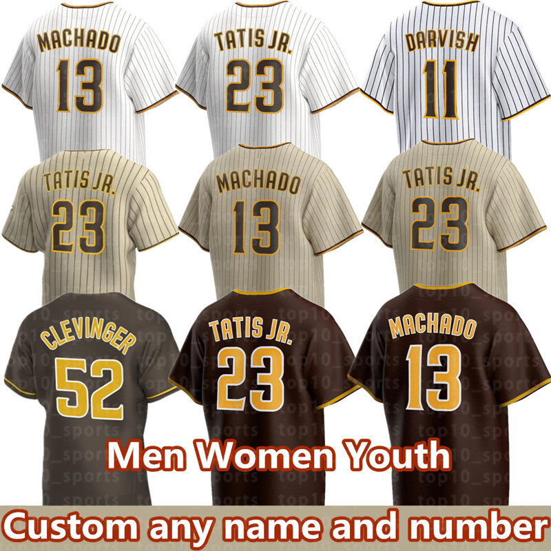 

23 Fernando Tatis Jr. Jerseys 13 Manny Machado 9 Jake Cronenworth 19 Tony Gwynn 11 Yu Darvish 29 Dinelson Lamet 7 Kim Baseball Jersey Men Women Youth Musgrove Grisham, Women's color 4