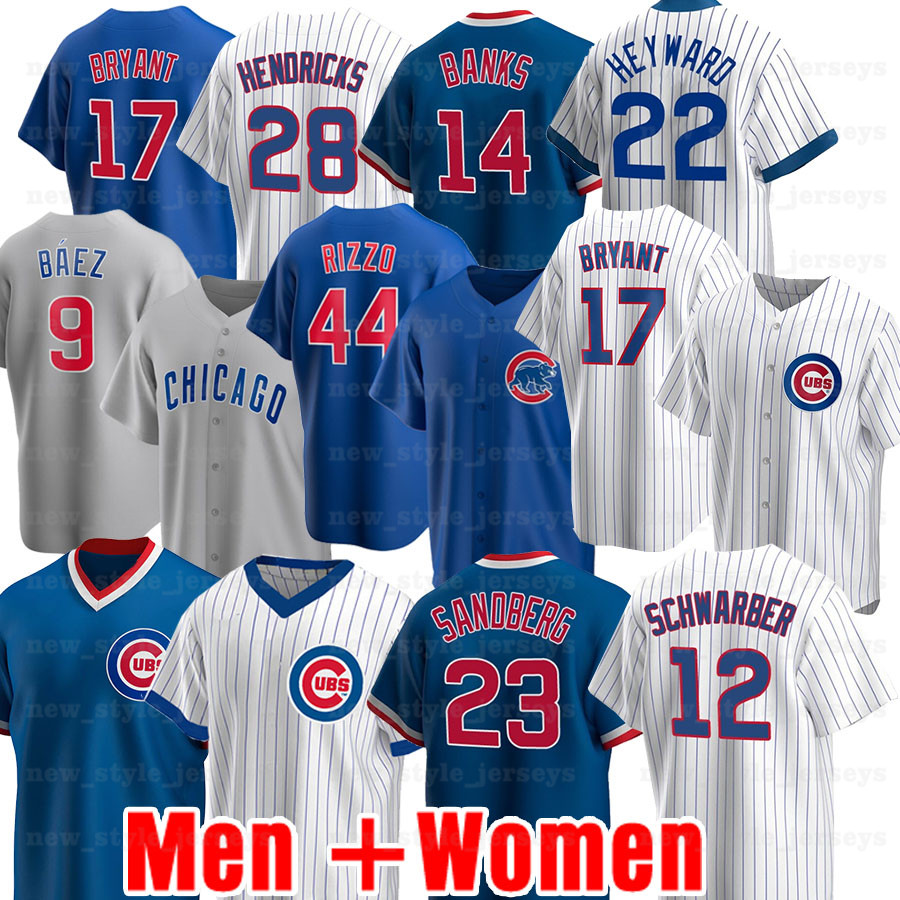 

9 Javier Baez 44 Anthony Rizzo Kris Bryant Ryne Sandberg Jason Heyward Kyle Schwarber Chicago Adbert Alzolay Cubs Baseball Jersey, Blue;black