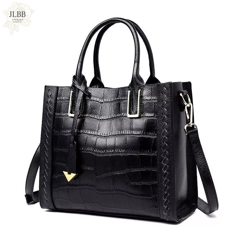 

Stone Pattern Genuine Leather Women Shoulder Bag 2021 Female Leather Totes Bag Luxury Women Handbag Brand Designer, Black