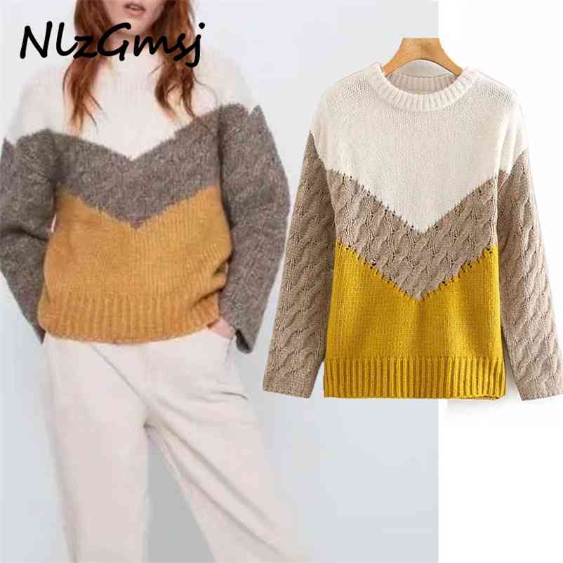 

Sweater Women Loose Casual Round Neck Female Korean Style Fashion All-match Knitted Pullover 210628, As picture