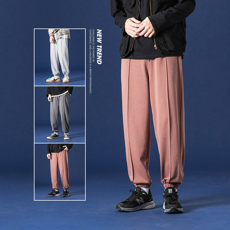 

2021 New Korean Men's Fashion Trend Loose Casual Pants Solid Color Hip Hop Style Joggers Sweatpants Streetwear Trousers M-3xl U7mi, Brown