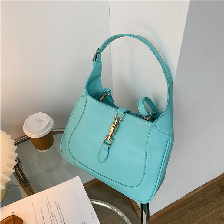 

Factory wholesale women bag simple atmosphere retro leather shoulder handbag personality buckle womens messenger bags blue fashion handbags