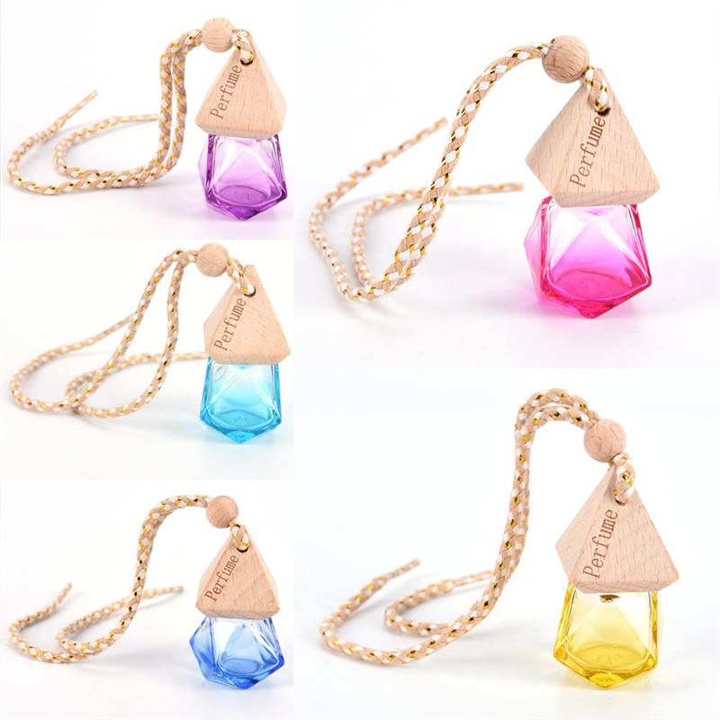 

Refillable Car Perfume Bottle Diffuser Hanging Empty Glass Bottles Air Freshener Clear Essential Oil Jar Pendant
