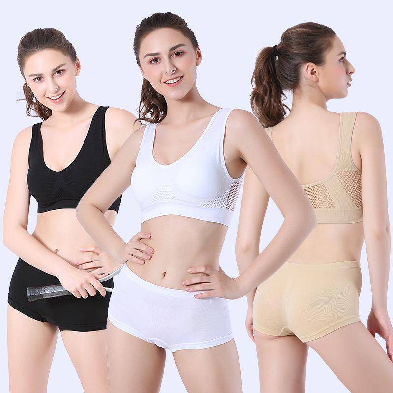 

Camisoles & Tanks Mesh Breathable Sports Bra Thin Seamless Yoga No Steel Ring Wide Straps Fitness Vest Underwear