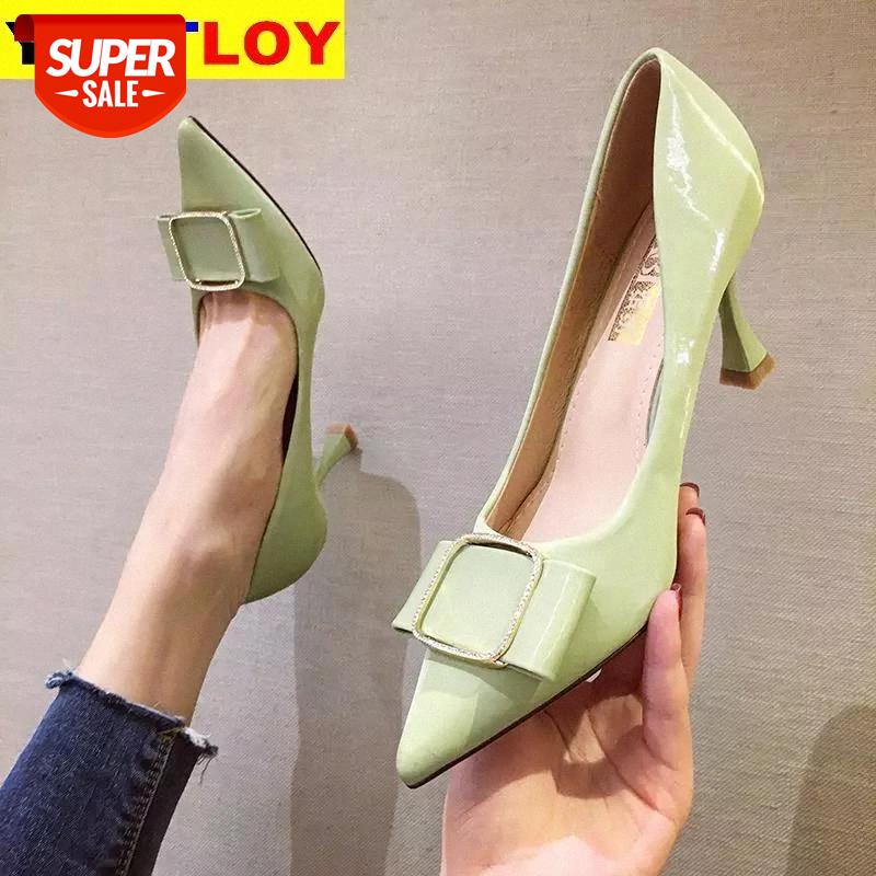 

NEW Women Cute Comfortable High Heel Shoes Lady Fashion Sweet Spring & Summer Office Black High Heels Green Shoes Sexy Heels #7l5K