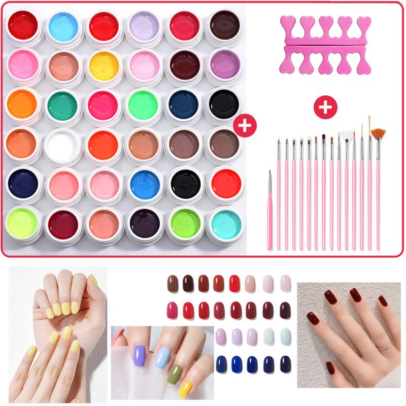 

Nail Art Kits 24 Colors Painting Gel Nails Kit Polish Set UV Design DIY Paint Manicure Tools Decorations