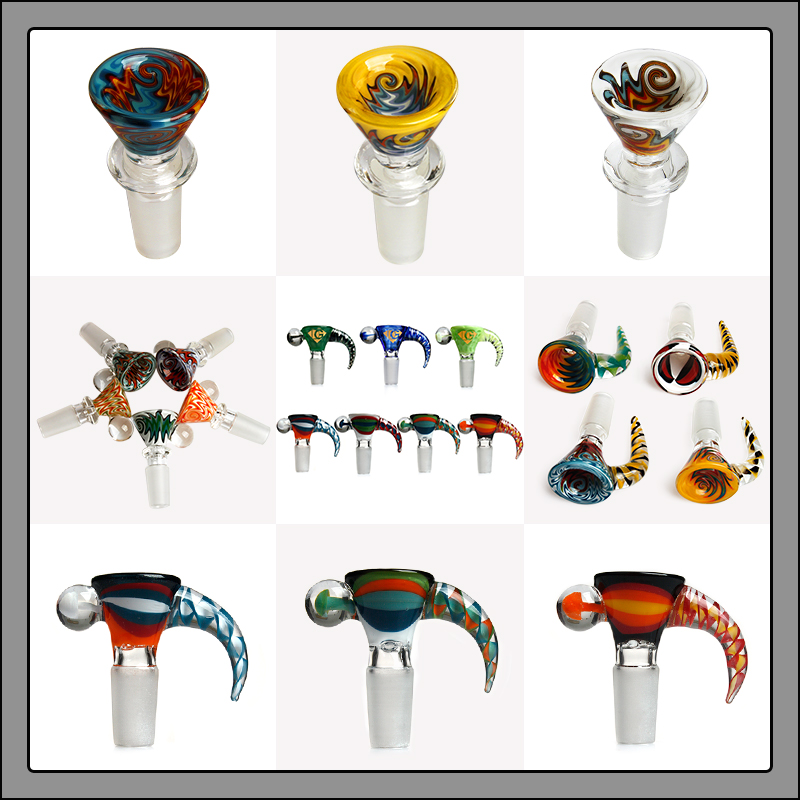 

glass bowls American Color Rod 14mm 14.4mm male joint Hookah bowls Colorful Bowl Smoking Accessories For Oil Rigs glass bong water pipe