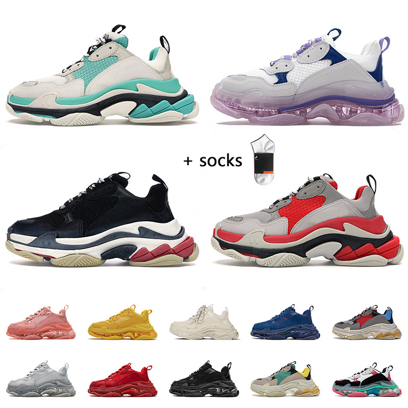 

Top Quality Men Women Luxury Casual Shoe White Black Pink Green Triple S Low Make Old Sneakers Clear Soles Boots Shoes Designer Sports chaussures 36-45, D15 clear sole grey 36-45