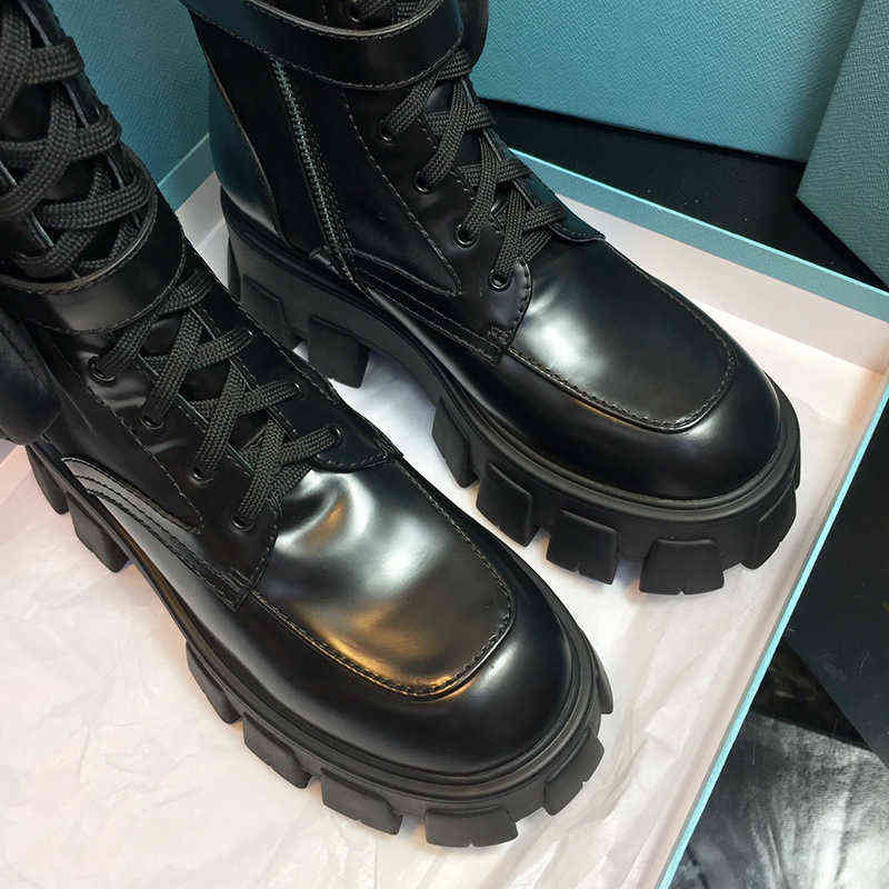 

High Quality Fashion Black Buckle Zipper long Ankle Booties Women Genuine Leather Martin Boots shoes winter Big 35- Y1109