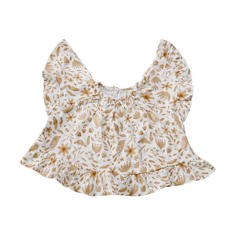 

summer girls fly sleeve T-shirt printing skirts short paragraph short-sleeved suit children outfits 210702, Blue short