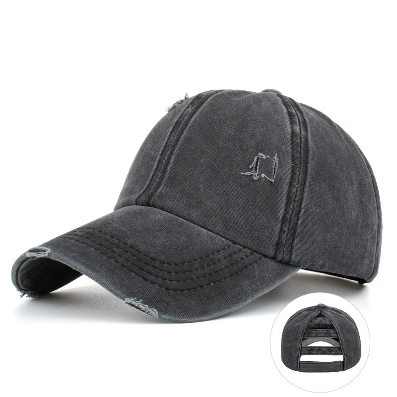 

Washing Old Crossover Bundle Hair Ponytail Peaked Cap Baseball Hat Sun Caps for Gift, Wine red