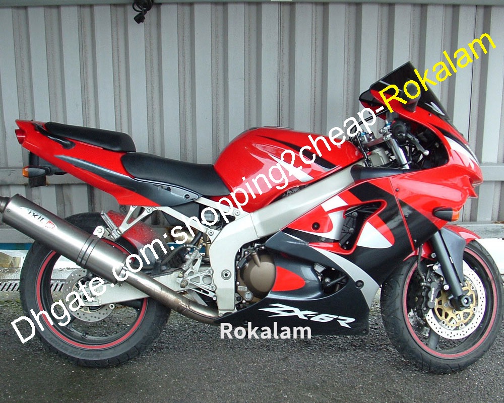 Kit de carénage personnalisé gratuit, pour Kawasaki NINJA ZX6R 98 99 ZX 6R 636 ZX-6R ZX636 ZX-636 1998 1999 rouge noir