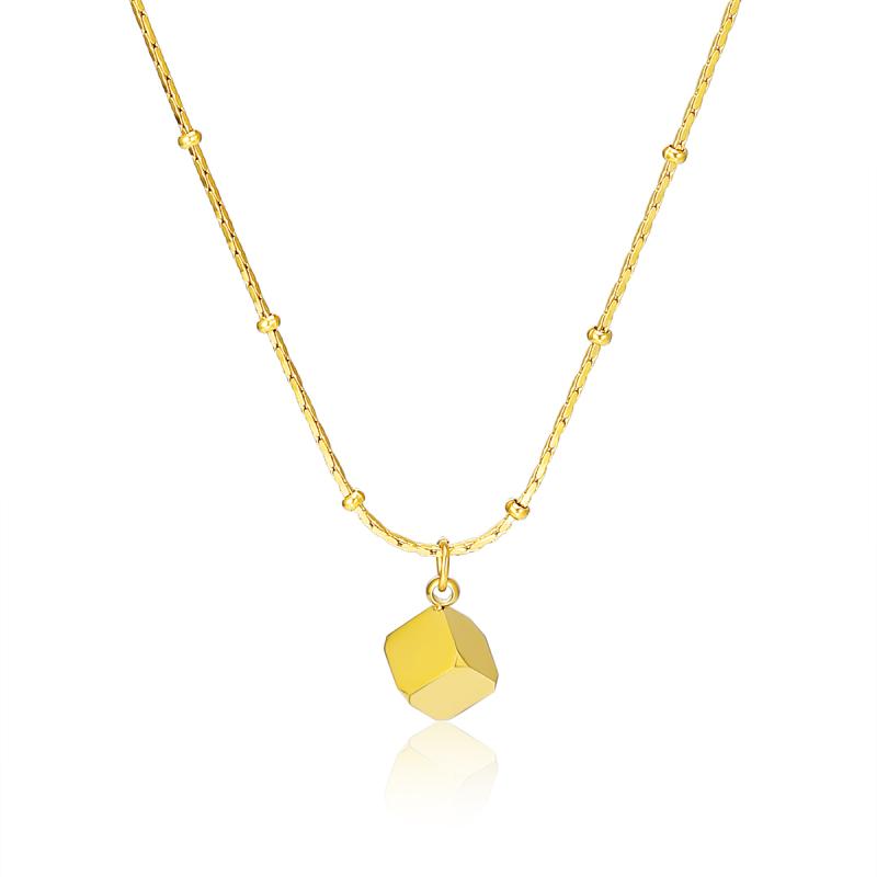 

Chokers Stainless Steel Geometric Square Cube Pendant Necklace Female Fashion Choker Beads Chain For Women Jewelry Party