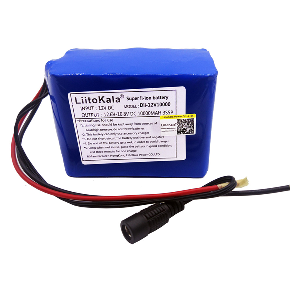 

HK LiitoKala 12V 2200mah 3000mAh 6800mah 9800mah 10ah 18650 Li-lon DC 12V Portable Super Rechargeable Battery Pack Blue PVC