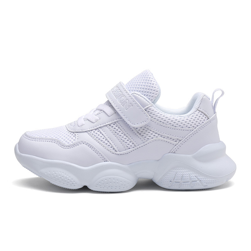

Size 26-39 Children Casual Shoes For Boys Non-slip Running Sneakers Hook Loop Mesh Sport Shoes For Kids Girls Soft White Shoes, Black