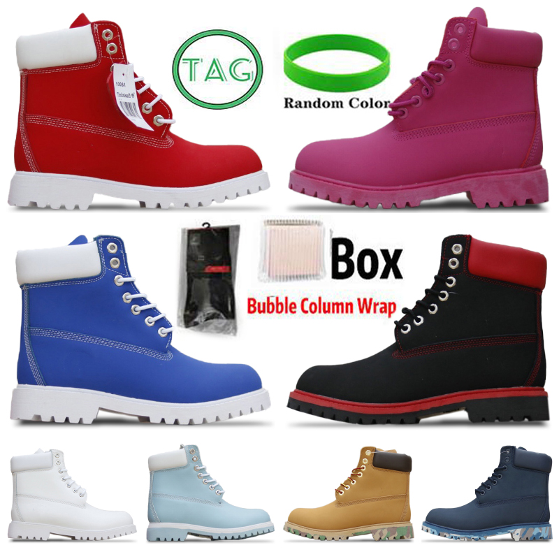 

Top 2021 Fashion men boots designer mens womens leather shoes Ankle winter boot for cowboy yellow red blue black pink hiking work 36-45, Box