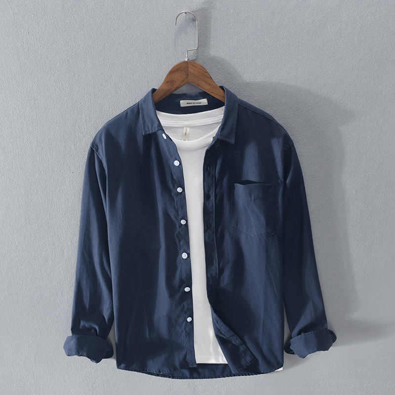 

2021 New Long-sleeved Oxford Cotton Shirt Fashion Comfortable for Men Solid Casual Shirts Male Overhemd Camiseta A2k7, Black