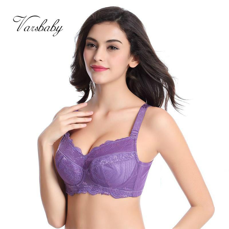 

Bras Varsbaby Women's Full Coverage Underwear Lace Bra Black Beige Large Size 34 36 38 40 42 44 46 48 B C D E F G H, Blue