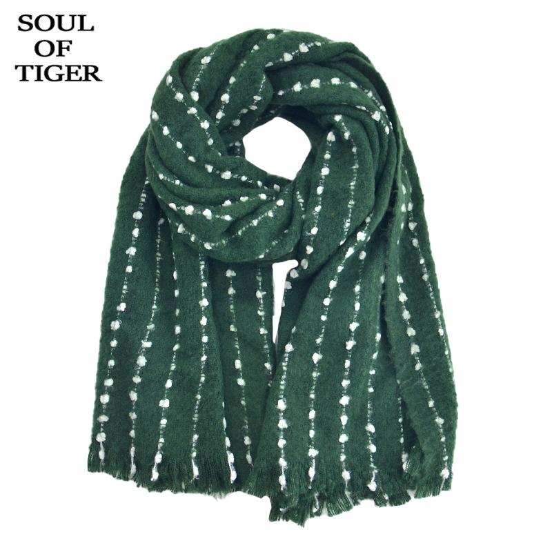 

Scarves SOUL OF TIGER Korean Fashion Winter Women Vintage Striped Scarf Ladies Casual Long Shawl Cloak Female Warm Blanket Plus Size